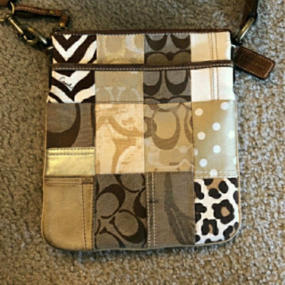 Patchwork coach crossbody